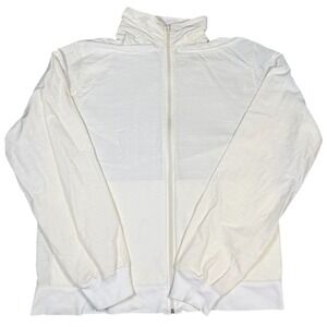 American Apparel Jacket Mens Large White Windbreaker Full Zip USA LA Made‎